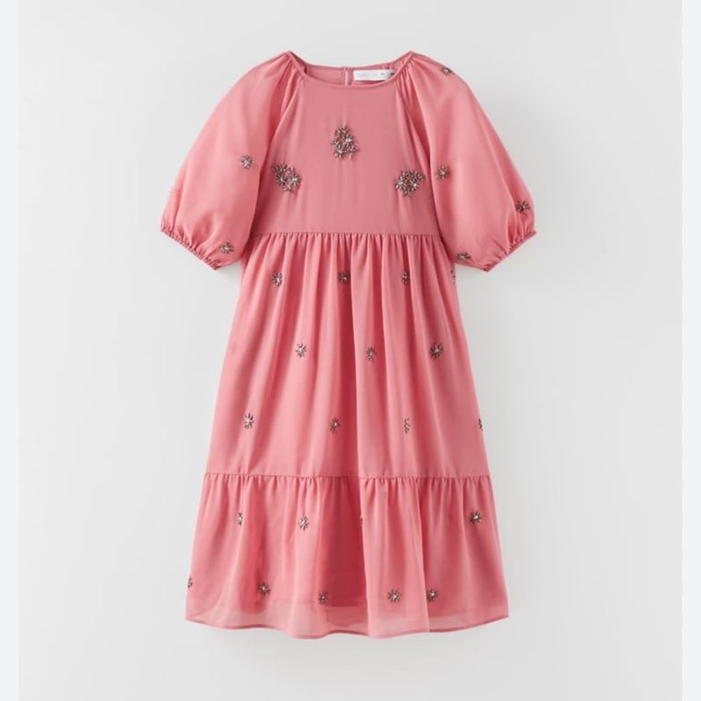 Zara Girls Coral Embellished Formal Dress